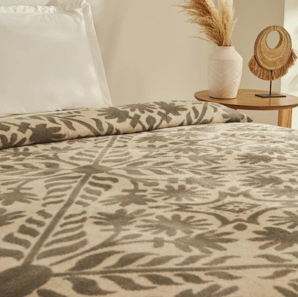 Karaca Home Velma Gri Çift Kişilik Pamuklu Battaniye - 3