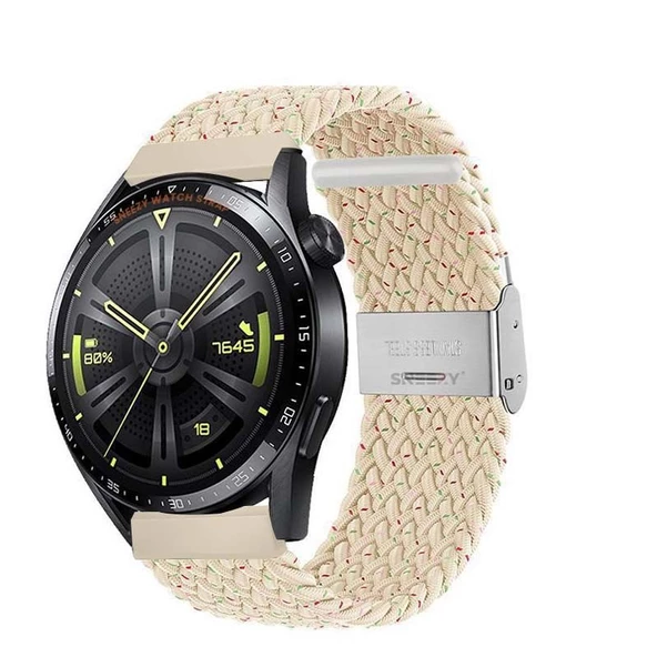 Huawei Watch GT3 Elite-Active 46mm-GT3 Pro-GT3 Se 22mm Uyumlu Metal Klips Solo Fiberlink Örgü Kordon  Strlight Gökkuşağı