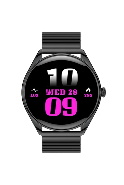 Ultra Thin Akıllı Saat Yuvarlak Çelik Kasa Metal Kordon - 11