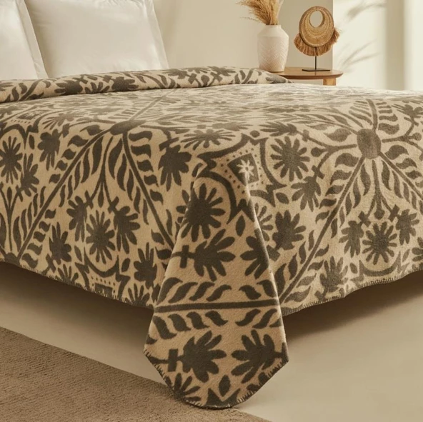 Karaca Home Velma Gri Çift Kişilik Pamuklu Battaniye - 2