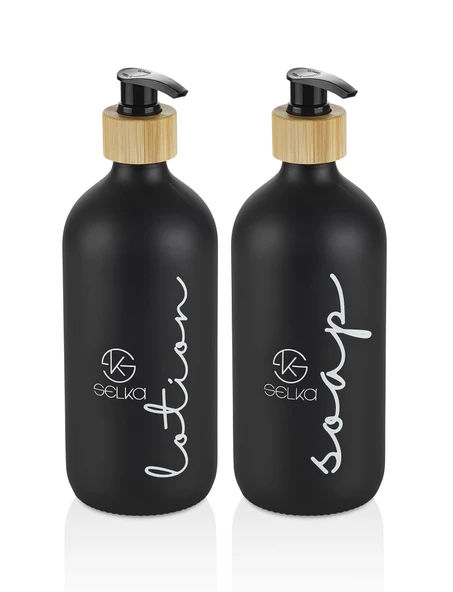 Selka Home 500 ML. Cam Sıvı Sabun ve Losyon Seti 2'li - 2