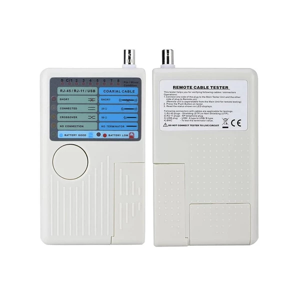 Powermaster RJ11 RJ45 USB BNC Kablo Test Cihazı PM-20629