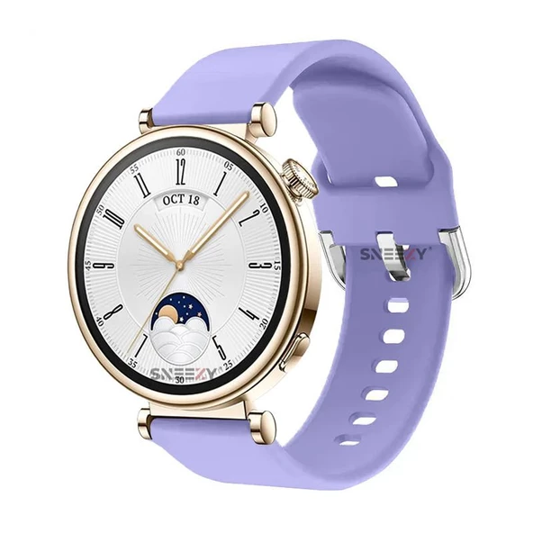 Sneezy Huawei Watch GT4 41mm İle Uyumlu 18mm PureLux Soft Tokalı Silikon Kordon  Lavanta