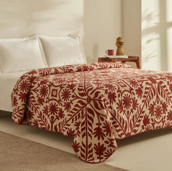 Karaca Home Velma Terra Cota Çift Kişilik Pamuklu Battaniye - 2