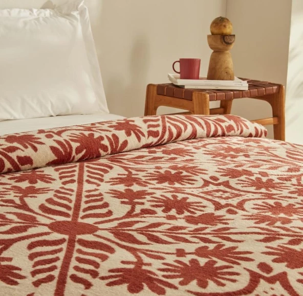 Karaca Home Velma Terra Cota Çift Kişilik Pamuklu Battaniye - 3