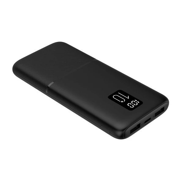 Led Ekranlı Slim 10000mAh Powerbank Taşınabilir Şarj Cihazı Type-C / 2 USB / 3 Port Çıkış / Output 2.1A - 5