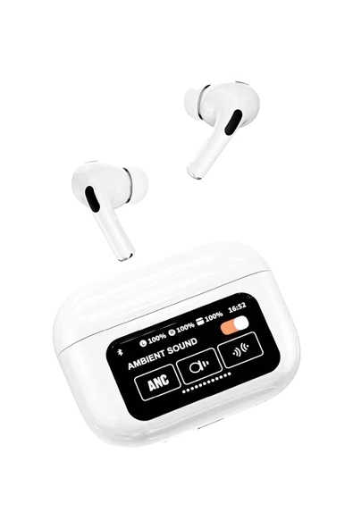 Dokunmatik Led Ekranlı Bluetooth Kulaklık Touch Screen Pro Beyaz Renk Bluetooth Kulaklık - 7