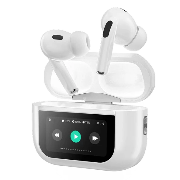 Dokunmatik Led Ekranlı Bluetooth Kulaklık Touch Screen Pro Beyaz Renk Bluetooth Kulaklık - 2