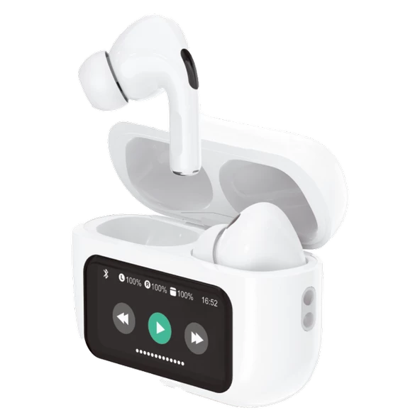 Dokunmatik Led Ekranlı Bluetooth Kulaklık Touch Screen Beyaz Renk Bluetooth Kulaklık - 3