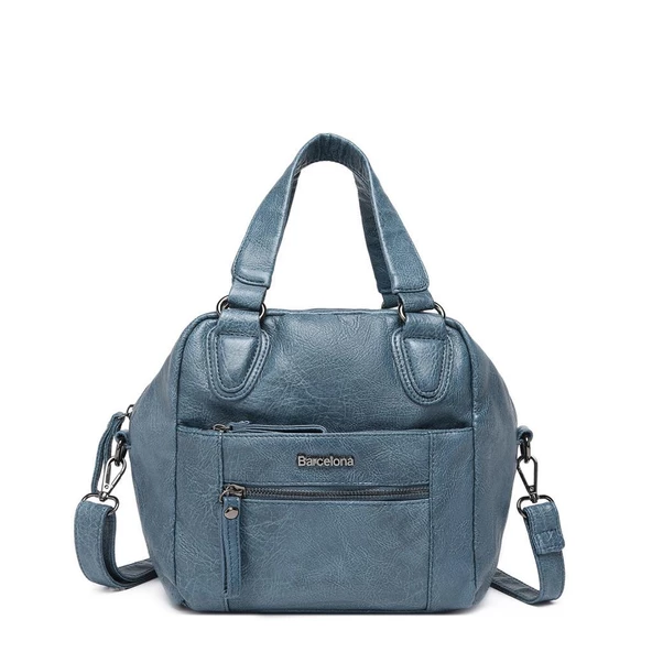 Yıkama Deri Askılı Kadın El Çantası 21-K Barcelona 1905 - Resim 10