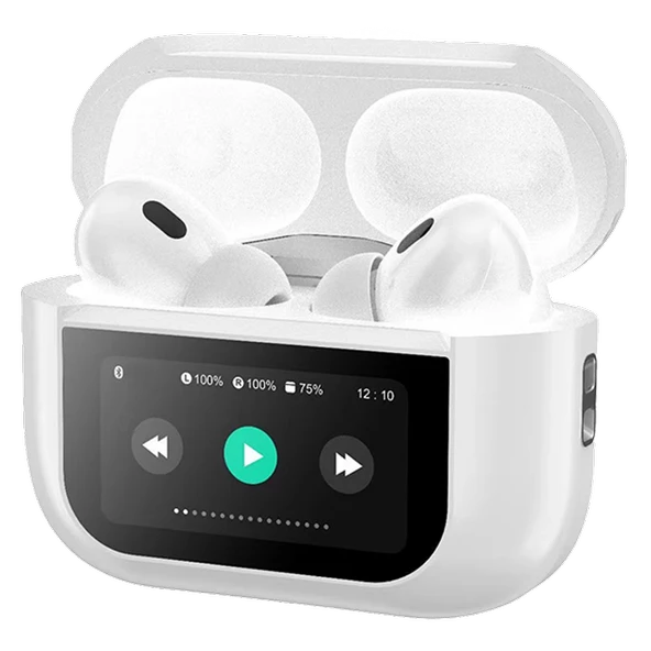 Dokunmatik Led Ekranlı Bluetooth Kulaklık Touch Screen Beyaz Renk Bluetooth Kulaklık - 2