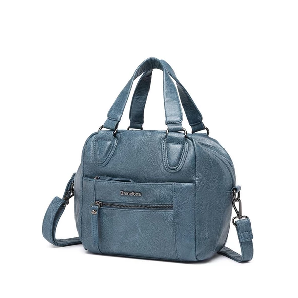 Yıkama Deri Askılı Kadın El Çantası 21-K Barcelona 1905 - Resim 12