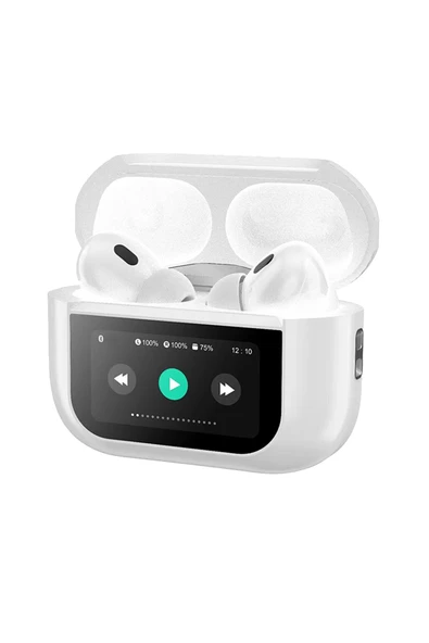 Dokunmatik Led Ekranlı Bluetooth Kulaklık Touch Screen Beyaz Renk Bluetooth Kulaklık - 6