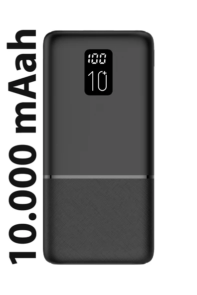 Led Ekranlı Slim 10000mAh Powerbank Taşınabilir Şarj Cihazı Type-C / 2 USB / 3 Port Çıkış / Output 2.1A - 12