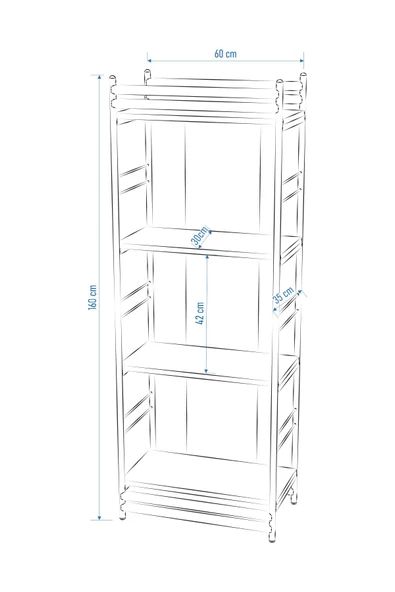 VİLİNZE Rafito Metal & Ahşap Bohem 4 Raflı MDF Çok Amaçlı Mutfak Rafı - 30*160 cm - 8