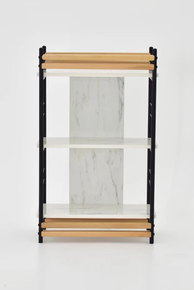 VİLİNZE Rafito Metal & Ahşap Bohem 3 Raflı MDF Çok Amaçlı Mutfak Rafı - 30*100 cm - 4