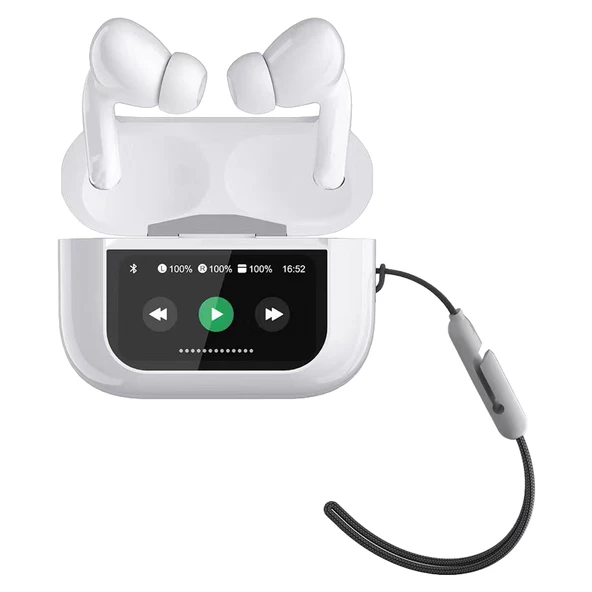Dokunmatik Led Ekranlı Bluetooth Kulaklık Touch Screen Beyaz Renk Bluetooth Kulaklık - 4