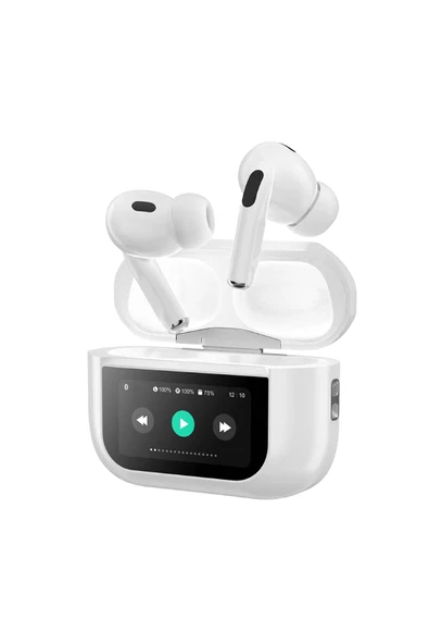 Dokunmatik Led Ekranlı Bluetooth Kulaklık Touch Screen Pro Beyaz Renk Bluetooth Kulaklık - 6