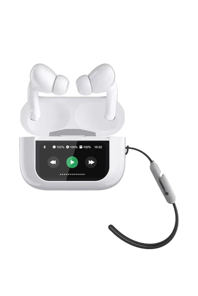 Dokunmatik Led Ekranlı Bluetooth Kulaklık Touch Screen Beyaz Renk Bluetooth Kulaklık - 7