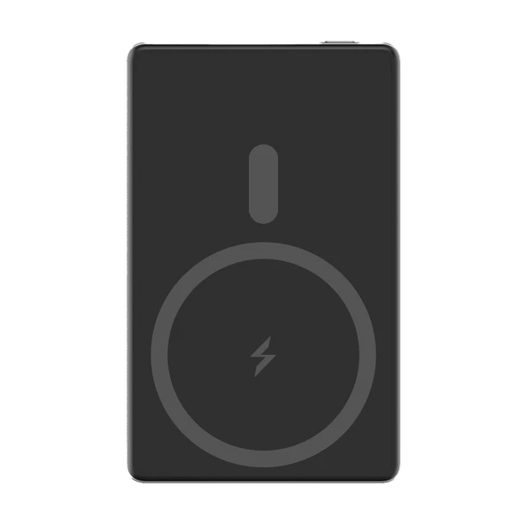 Magslim 5S Magsafe Manyetik Kablosuz 5000mAh Powerbank Taşınabilir Şarj Cihazı Ultra ince Gümüş Gri - 5