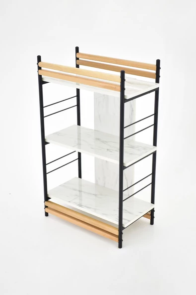 VİLİNZE Rafito Metal & Ahşap Bohem 3 Raflı MDF Çok Amaçlı Mutfak Rafı - 30*100 cm - 5