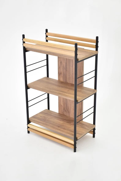 VİLİNZE Rafito Metal & Ahşap Bohem 3 Raflı MDF Çok Amaçlı Mutfak Rafı - 30*100 cm - 5