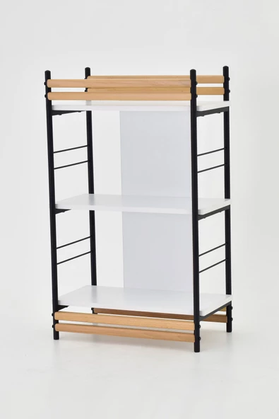 VİLİNZE Rafito Metal & Ahşap Bohem 3 Raflı MDF Çok Amaçlı Mutfak Rafı - 30*100 cm - 3