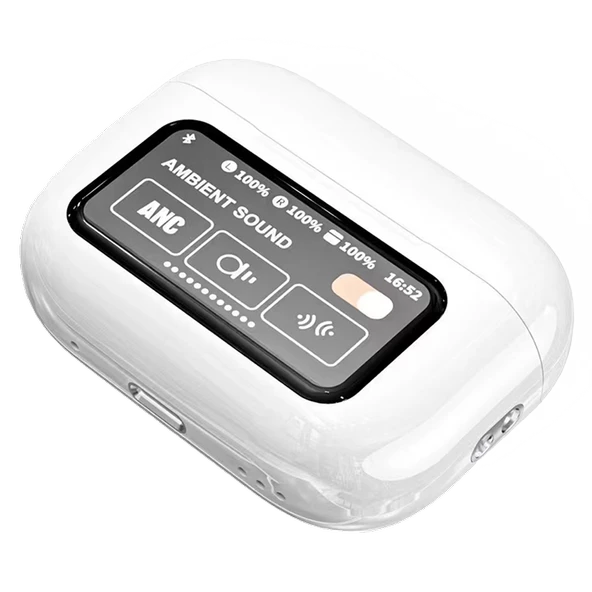 Dokunmatik Led Ekranlı Bluetooth Kulaklık Touch Screen Pro Beyaz Renk Bluetooth Kulaklık - 5