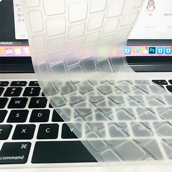 Apple Macbook 13.3' Air 2020 A2337 - Klavye Koruyucu Transparan Buzlu Silikon Ped - 2
