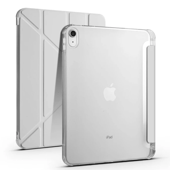 Apple iPad 10.9 2022 (10.Nesil) - Tablet Kılıfı Kalem Bölmeli Korumalı Standlı Tri Folding Kılıf - Resim 3
