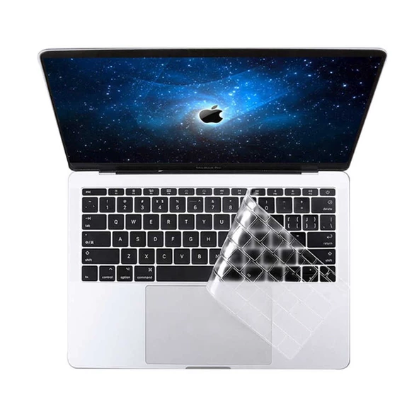 Apple Macbook 13' Pro Touch Bar A1706 - Klavye Koruyucu Şeffaf Silikon Ped