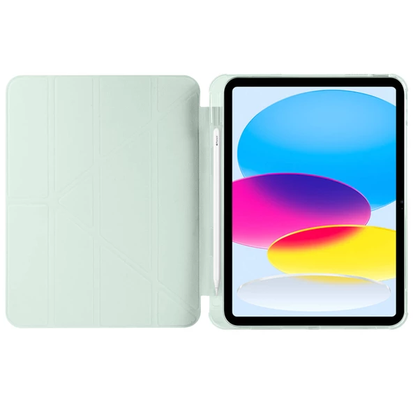 Apple iPad 10.9 2022 (10.Nesil) - Tablet Kılıfı Kalem Bölmeli Korumalı Standlı Tri Folding Kılıf - Resim 5