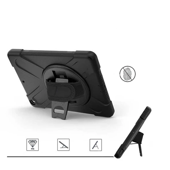 Apple iPad 10.2 (8.Nesil) - Tablet Kılıfı Boyun ip Askılı El Tutmaçlı Koruyucu Zırh Tank Defender Kılıf - 4