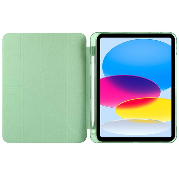 Apple iPad 10.9 2022 (10.Nesil) - Tablet Kılıfı Kalem Bölmeli Korumalı Standlı Tri Folding Kılıf - Resim 4