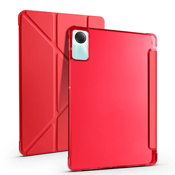 Xiaomi Redmi Pad SE - Tablet Kılıfı Kalem Bölmeli Korumalı Standlı Tri Folding Kılıf - 5