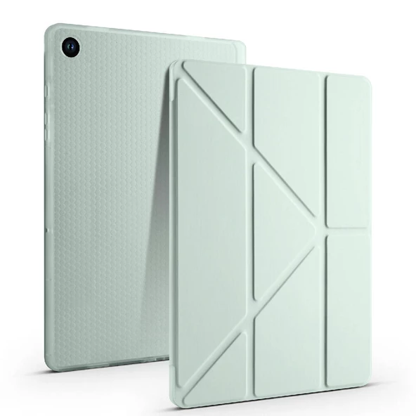 Samsung Galaxy Tab A9 Plus - Tablet Kılıfı Kalem Bölmeli Korumalı Standlı Tri Folding Kılıf - 5