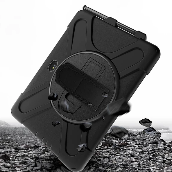 Samsung Galaxy Tab Active Pro 10.1 T540 - Tablet Kılıfı Boyun ip Askılı El Tutmaçlı Koruyucu Zırh Tank Defender Kılıf - Resim 8
