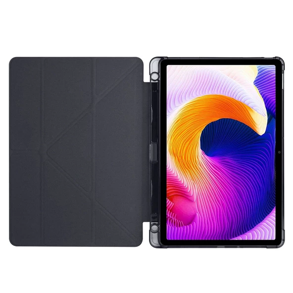 Xiaomi Redmi Pad SE - Tablet Kılıfı Kalem Bölmeli Korumalı Standlı Tri Folding Kılıf - 8