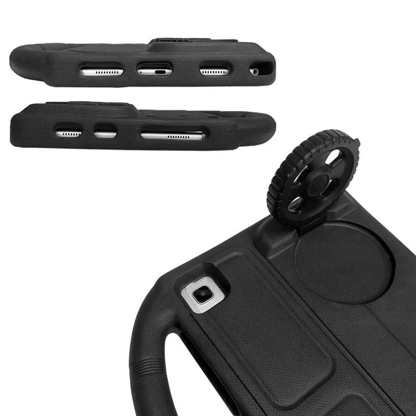 Samsung Galaxy T720 Tab S5E - Tablet Kılıfı Wheel Car Tekerlek Standlı Tablet Eva Silikon Kılıf - Resim 2