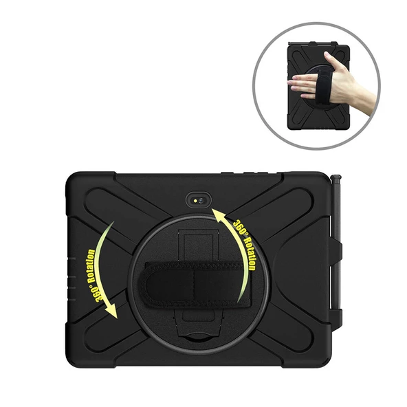 Samsung Galaxy Tab Active Pro 10.1 T540 - Tablet Kılıfı Boyun ip Askılı El Tutmaçlı Koruyucu Zırh Tank Defender Kılıf - Resim 6