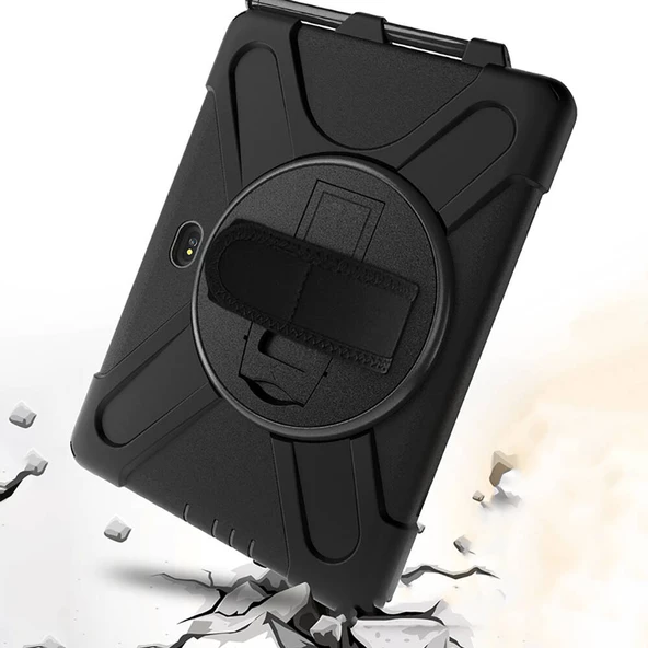 Samsung Galaxy Tab Active Pro 10.1 T540 - Tablet Kılıfı Boyun ip Askılı El Tutmaçlı Koruyucu Zırh Tank Defender Kılıf - Resim 7
