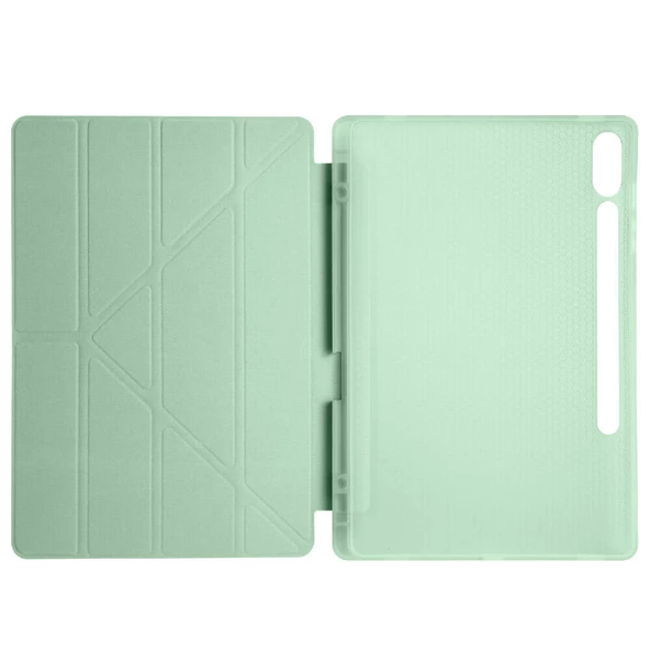 Samsung Galaxy Tab S9 Plus - Tablet Kılıfı Kalem Bölmeli Korumalı Standlı Tri Folding Kılıf - 3