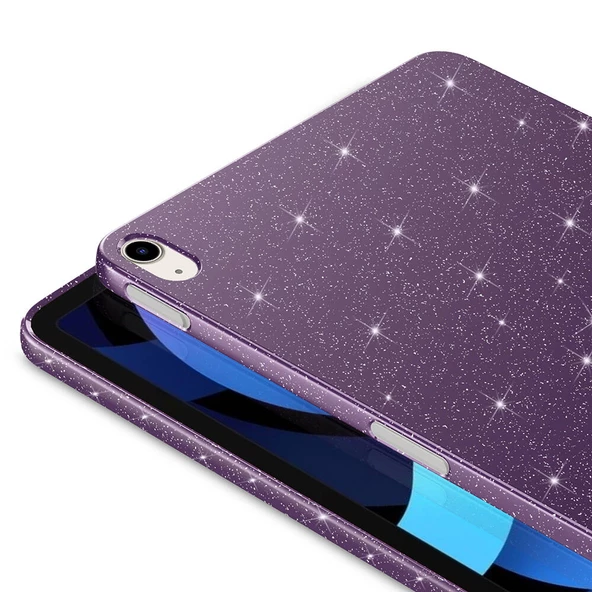 Apple iPad Air 10.9 2022 (5 Nesil) - Tablet Kılıfı Simli Parlak Görünümlü Koton Kılıf - Resim 6