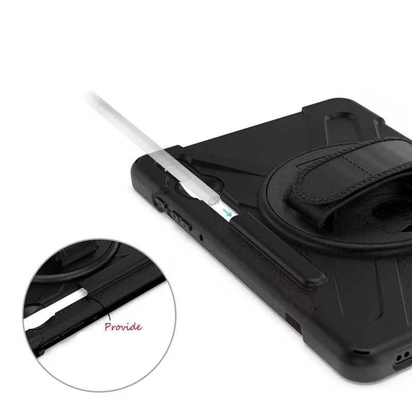 Samsung Galaxy Tab S6 T860 Kılıf - Tablet Kılıfı Boyun ip Askılı El Tutmaçlı Koruyucu Zırh Tank Defender Kılıf - Resim 3