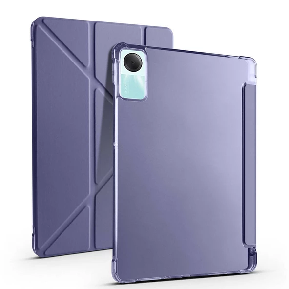 Xiaomi Redmi Pad SE - Tablet Kılıfı Kalem Bölmeli Korumalı Standlı Tri Folding Kılıf - 6
