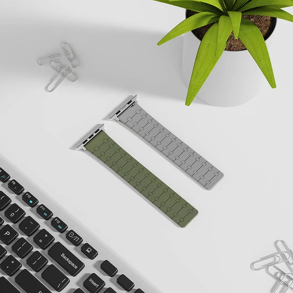 Apple Watch 38mm - Kordon Çizgili Desenli Silikon Kordon KRD-111 - 4