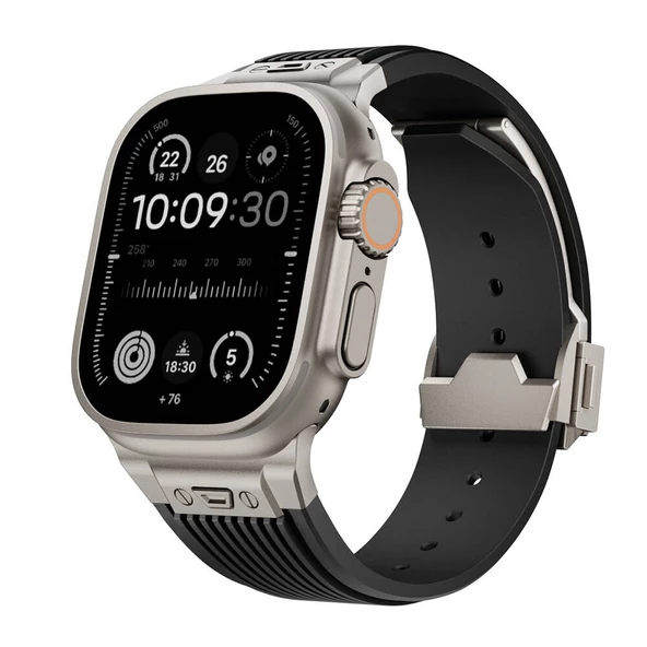 Apple Watch 42mm - Kordon Spor Görünümlü Silikon Kordon KRD-113