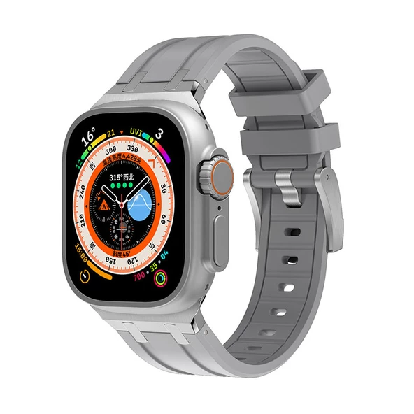 Apple Watch 7 45mm - Kordon Silikon Kordon KRD-89