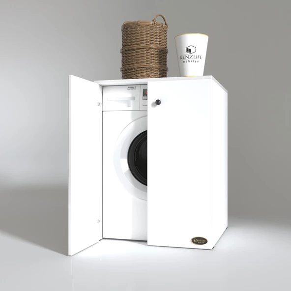 Kenzlife çamaşır makinesi dolabı kapaklı tatyana byz 90*70*60 banyo ofis kapaklı arkalıksız - 2