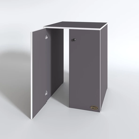 Kenzlife çamaşır makinesi dolabı kapaklı tatyana gri 90*70*60 banyo ofis kapaklı arkalıksız - 3